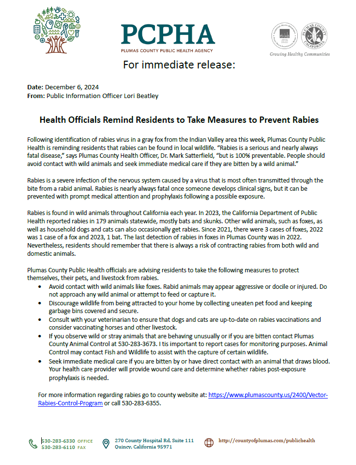 2024.12.06 Positive Rabies in Fox